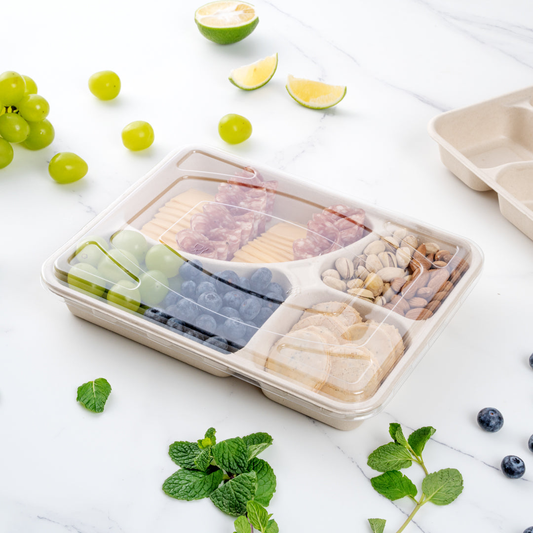Pulp Tek Rectangle Clear Plastic Flat Lid - Fits To Go Trays - 100 count box