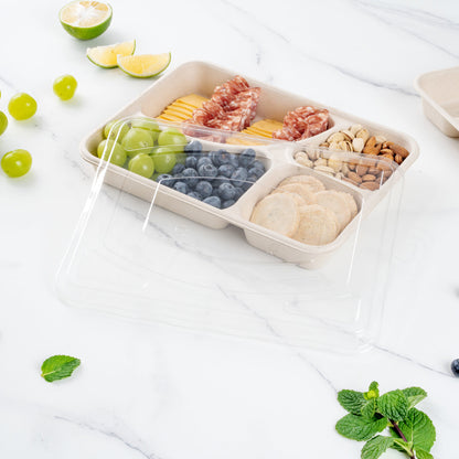 Pulp Tek Rectangle Clear Plastic Flat Lid - Fits To Go Trays - 100 count box
