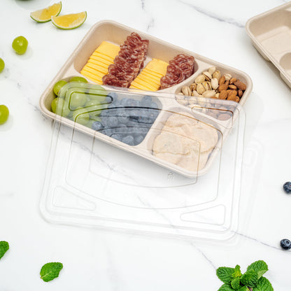 Pulp Tek Rectangle Clear Plastic Flat Lid - Fits To Go Trays - 100 count box