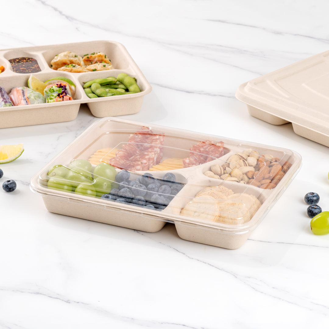 Pulp Tek Rectangle Clear Plastic Flat Lid - Fits To Go Trays - 100 count box