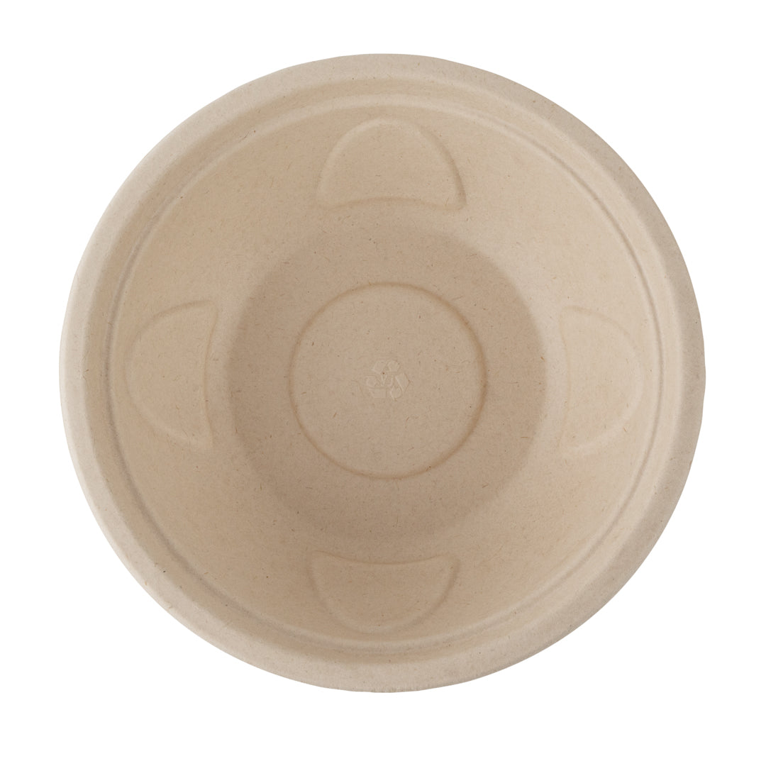 Pulp Tek 25 oz Round Natural Sugarcane / Bagasse Deco Bowl - 7" x 7" x 2" - 100 count box