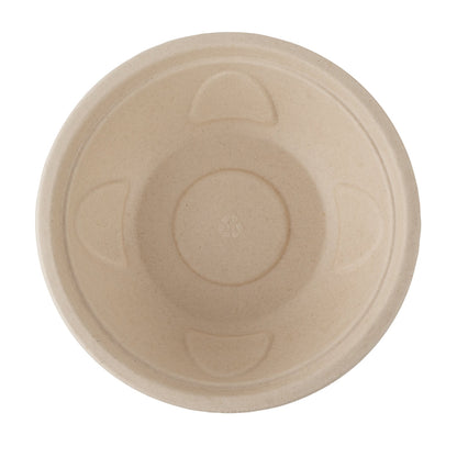 Pulp Tek 25 oz Round Natural Sugarcane / Bagasse Deco Bowl - 7" x 7" x 2" - 100 count box