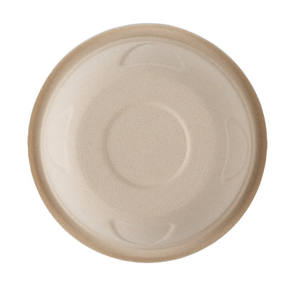 Pulp Tek 25 oz Round Natural Sugarcane / Bagasse Deco Bowl - 7" x 7" x 2" - 100 count box