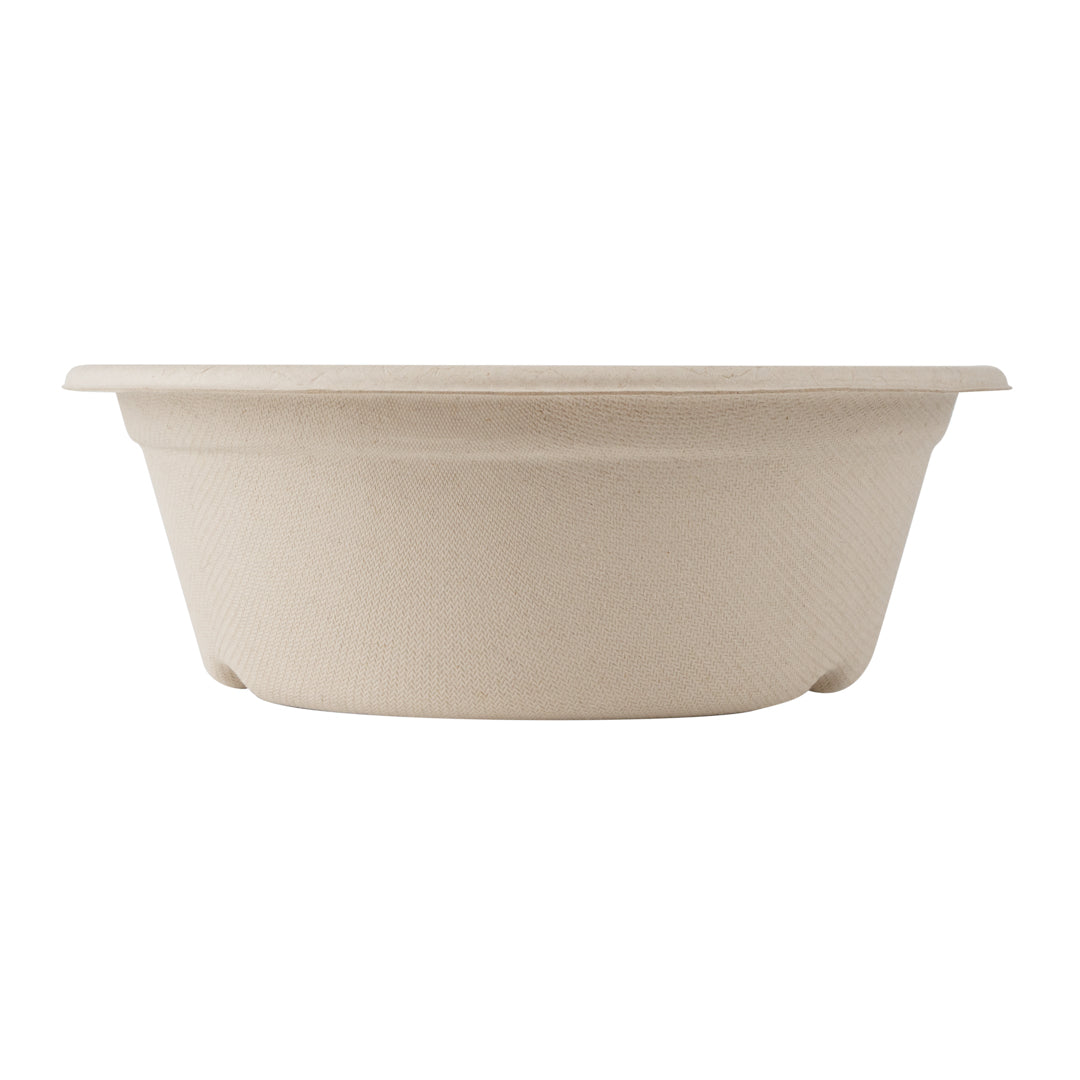 Pulp Tek 30 oz Round Natural Sugarcane / Bagasse To Go Bowl - 7" x 7" x 2 1/2" - 100 count box