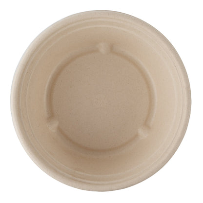 Pulp Tek 30 oz Round Natural Sugarcane / Bagasse To Go Bowl - 7" x 7" x 2 1/2" - 100 count box