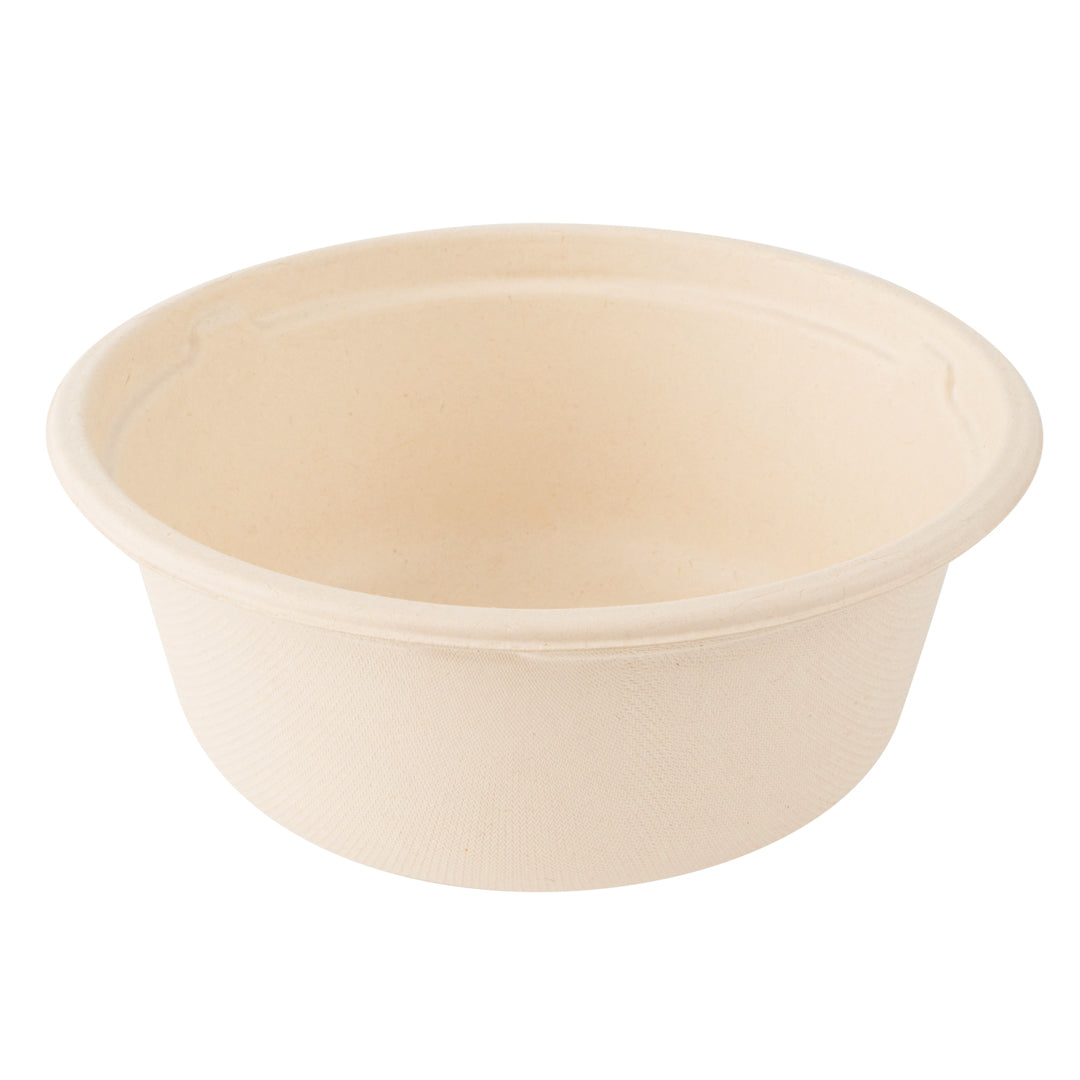 Pulp Tek 37 oz Round Natural Sugarcane / Bagasse To Go Bowl - 7" x 7" x 3" - 100 count box