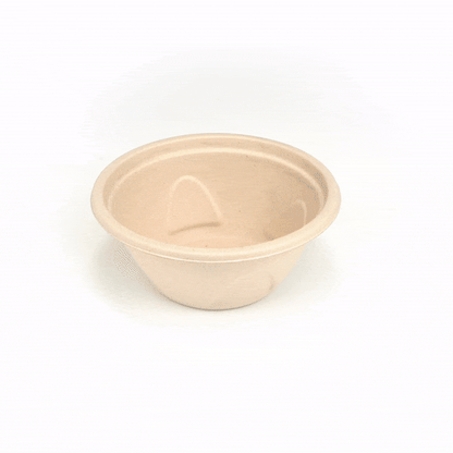 Pulp Tek 36 oz Round Natural Sugarcane / Bagasse Deco Bowl - 7" x 7" x 3 1/4" - 100 count box