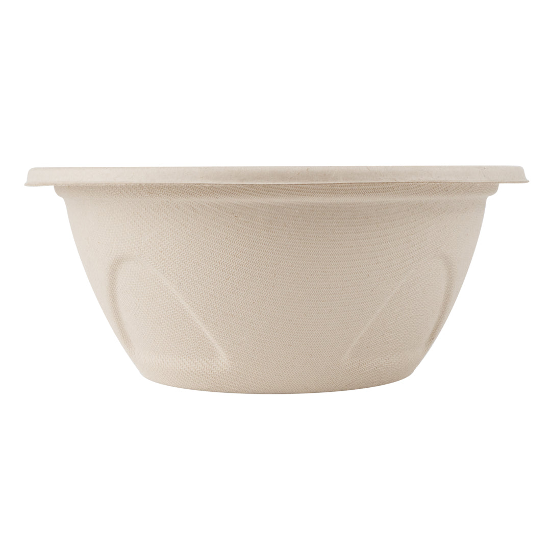 Pulp Tek 36 oz Round Natural Sugarcane / Bagasse Deco Bowl - 7" x 7" x 3 1/4" - 100 count box
