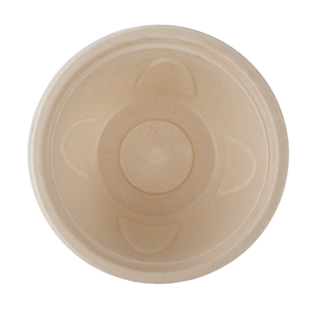 Pulp Tek 36 oz Round Natural Sugarcane / Bagasse Deco Bowl - 7" x 7" x 3 1/4" - 100 count box