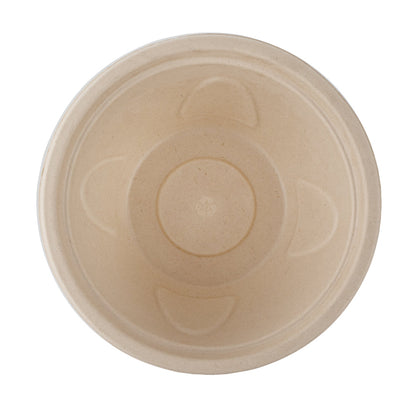 Pulp Tek 36 oz Round Natural Sugarcane / Bagasse Deco Bowl - 7" x 7" x 3 1/4" - 100 count box