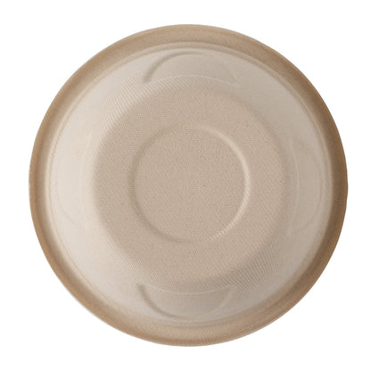 Pulp Tek 36 oz Round Natural Sugarcane / Bagasse Deco Bowl - 7" x 7" x 3 1/4" - 100 count box