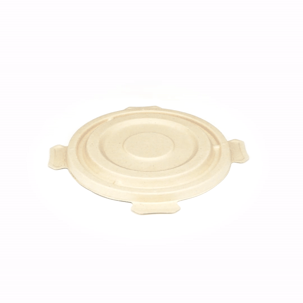 Pulp Tek Round Natural Sugarcane / Bagasse Flat Lid - Fits To Go Bowl - 100 count box