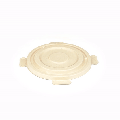 Pulp Tek Round Natural Sugarcane / Bagasse Flat Lid - Fits To Go Bowl - 100 count box