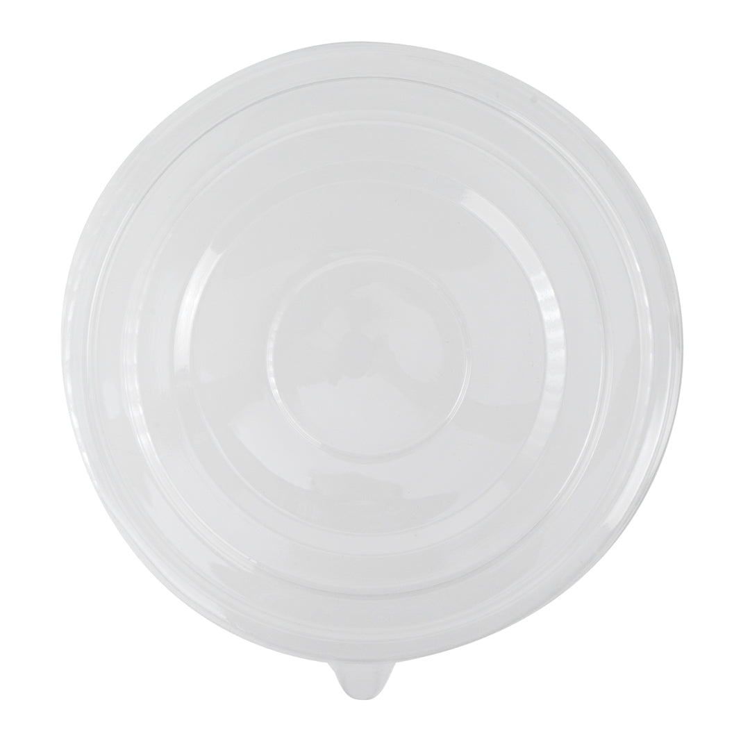 Pulp Tek Round Clear Plastic Flat Lid - Fits Bagasse To Go Bowl - 100 count box
