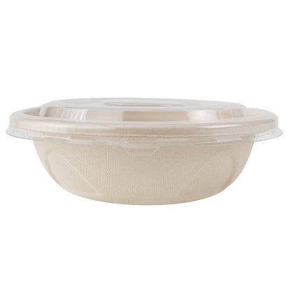 Pulp Tek Round Clear Plastic Flat Lid - Fits Bagasse To Go Bowl - 100 count box