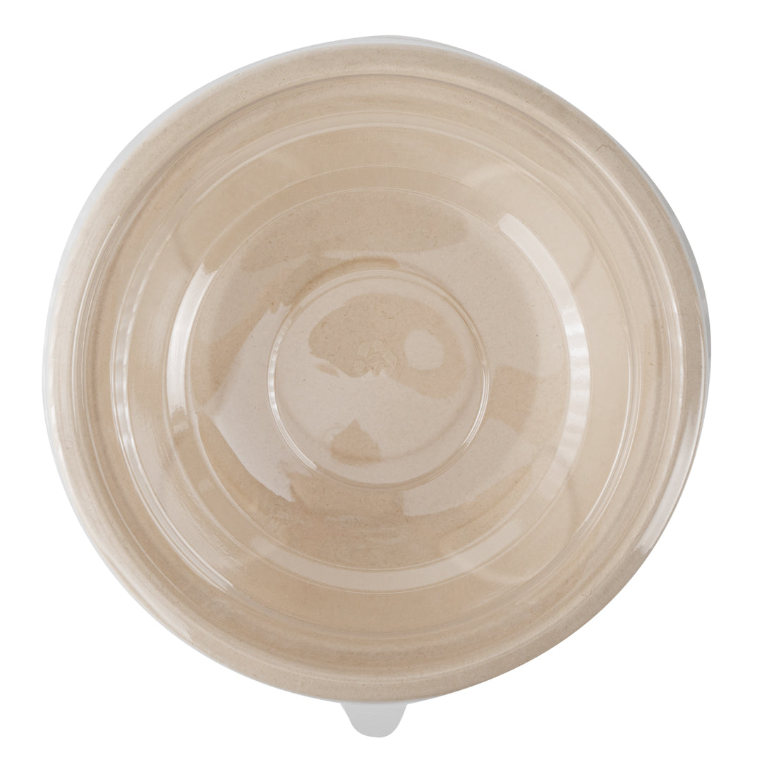 Pulp Tek Round Clear Plastic Flat Lid - Fits Bagasse To Go Bowl - 100 count box