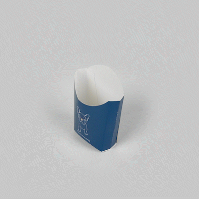 Bio Tek 2 oz Frenchie Paper Fry Cup / Snack Container - 4" x 2 3/4" x 3 1/2" - 100 count box