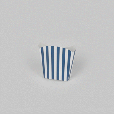 Bio Tek 2 oz Blue and White Stripe Paper Fry Cup / Snack Container - 4" x 2 3/4" x 3 1/2" - 100 count box