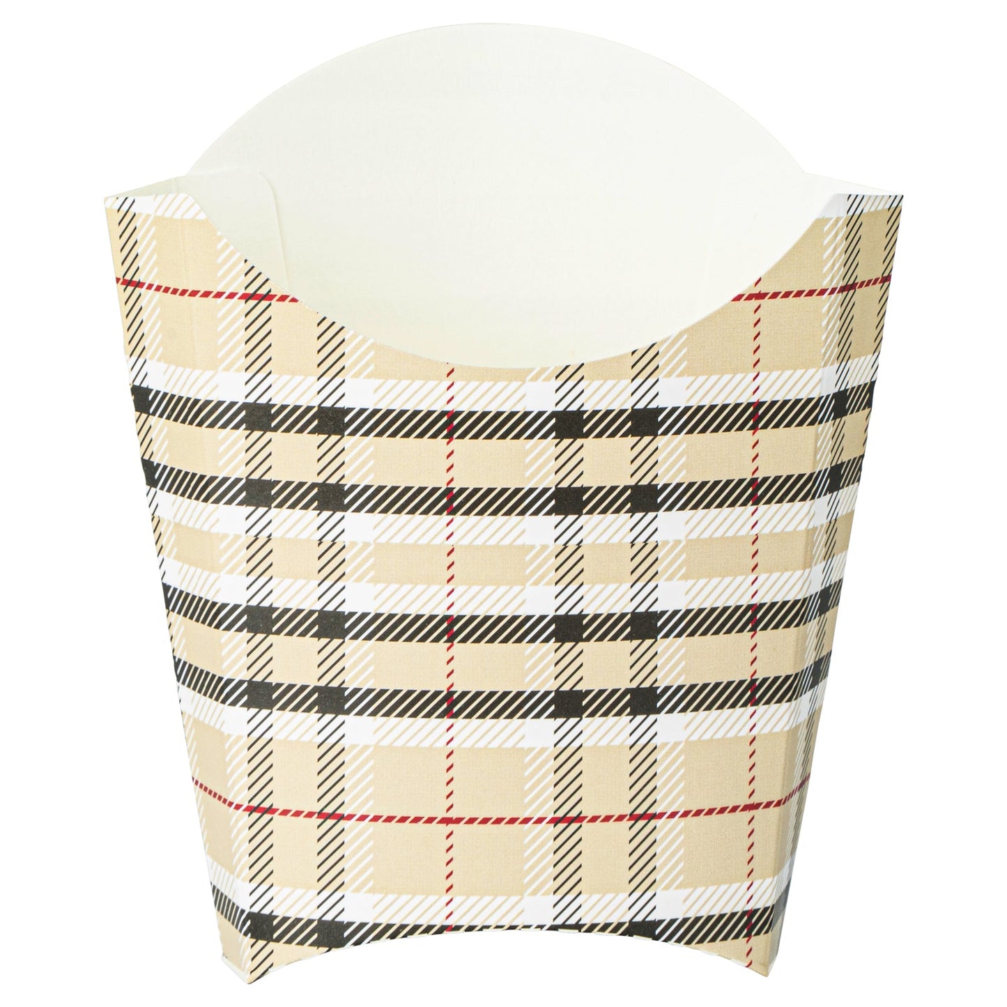 Bio Tek 2 oz Plaid Paper Fry Cup / Snack Container - 4" x 2 3/4" x 3 1/2" - 100 count box