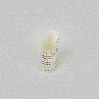 Bio Tek 2 oz Plaid Paper Fry Cup / Snack Container - 4" x 2 3/4" x 3 1/2" - 100 count box