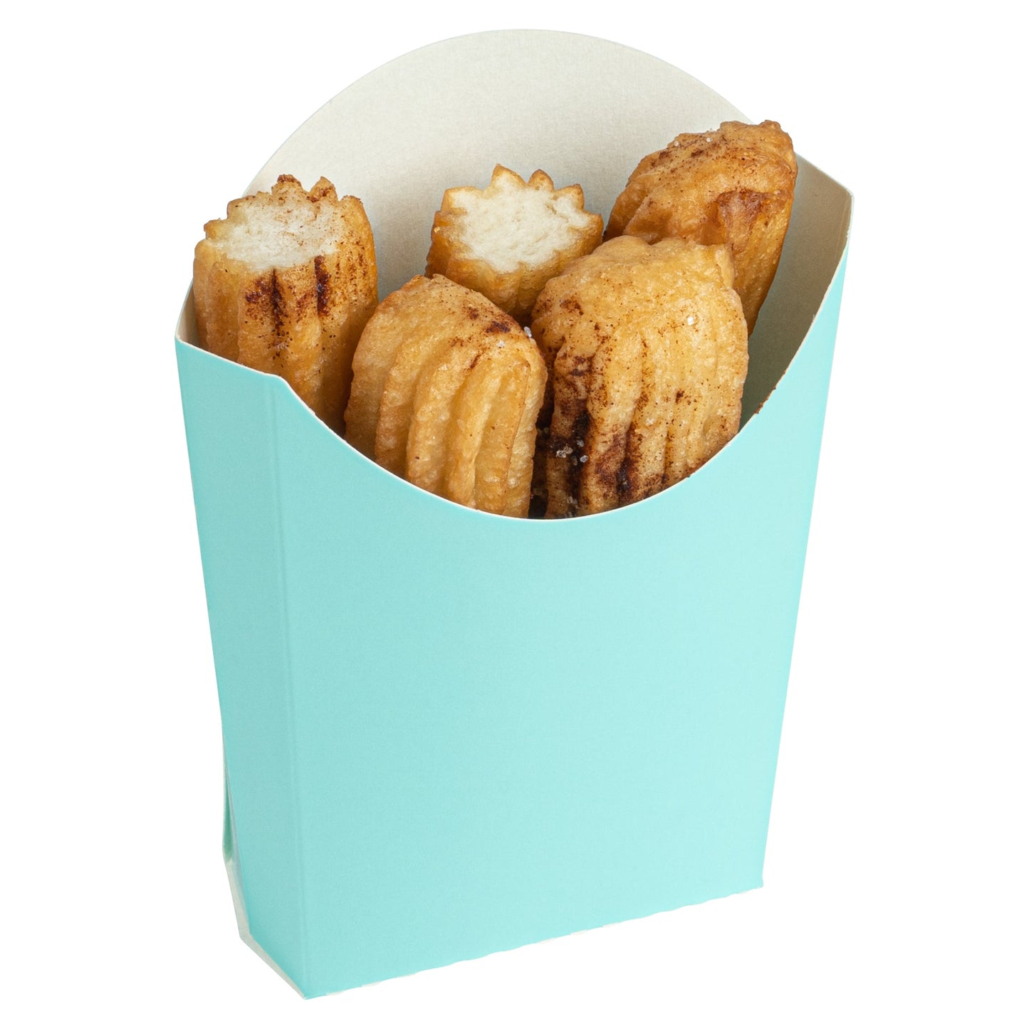 Bio Tek 2 oz Turquoise Paper Fry Cup / Snack Container - 4" x 2 3/4" x 3 1/2" - 100 count box