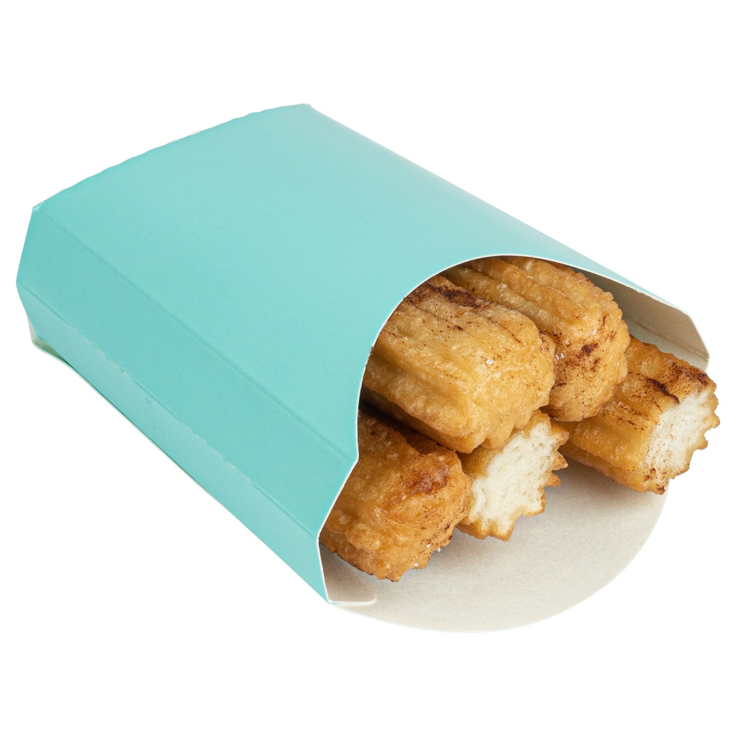 Bio Tek 2 oz Turquoise Paper Fry Cup / Snack Container - 4" x 2 3/4" x 3 1/2" - 100 count box