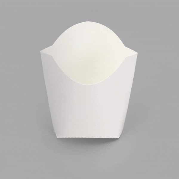 Bio Tek 2 oz White Paper Fry Cup / Snack Container - 4" x 2 3/4" x 3 1/2" - 100 count box