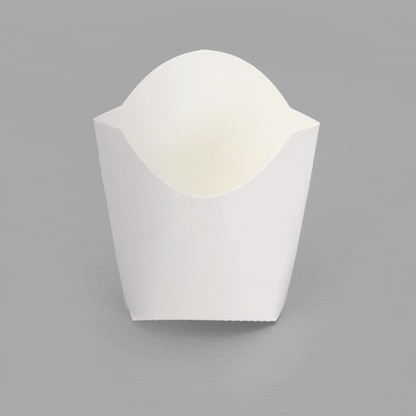 Bio Tek 2 oz White Paper Fry Cup / Snack Container - 4" x 2 3/4" x 3 1/2" - 100 count box
