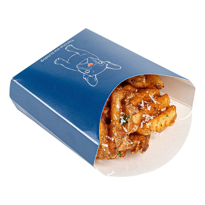 Bio Tek 3 oz Frenchie Paper Fry Cup / Snack Container - 4 1/2" x 3 1/4" x 3 3/4" - 100 count box