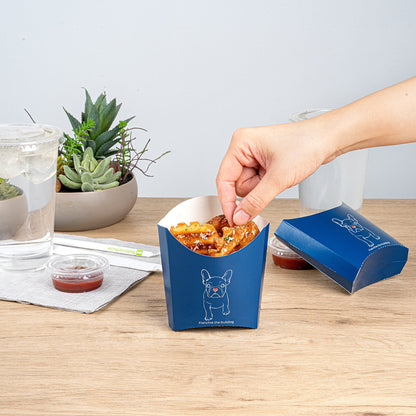 Bio Tek 3 oz Frenchie Paper Fry Cup / Snack Container - 4 1/2" x 3 1/4" x 3 3/4" - 100 count box