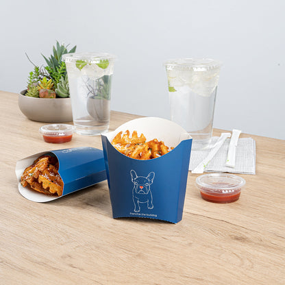 Bio Tek 3 oz Frenchie Paper Fry Cup / Snack Container - 4 1/2" x 3 1/4" x 3 3/4" - 100 count box