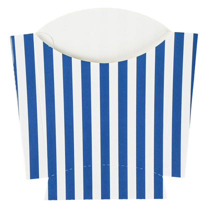 Bio Tek 3 oz Blue and White Stripe Paper Fry Cup / Snack Container - 4 1/2" x 3 1/4" x 3 3/4" - 100 count box