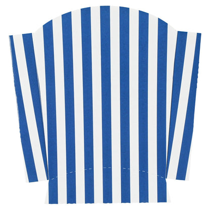 Bio Tek 3 oz Blue and White Stripe Paper Fry Cup / Snack Container - 4 1/2" x 3 1/4" x 3 3/4" - 100 count box