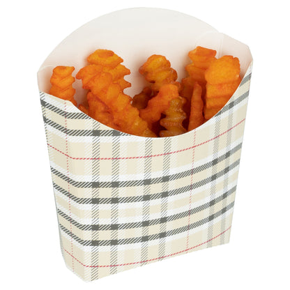 Bio Tek 3 oz Plaid Paper Fry Cup / Snack Container - 4 1/2" x 3 1/4" x 3 3/4" - 100 count box
