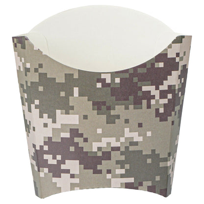 Bio Tek 3 oz Camouflage Paper Fry Cup / Snack Container - 4 1/2" x 3 1/4" x 3 3/4" - 100 count box