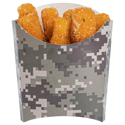 Bio Tek 3 oz Camouflage Paper Fry Cup / Snack Container - 4 1/2" x 3 1/4" x 3 3/4" - 100 count box