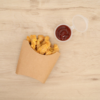 Bio Tek 3 oz Kraft Paper Fry Cup / Snack Container - 4 1/2" x 3 1/4" x 3 3/4" - 100 count box