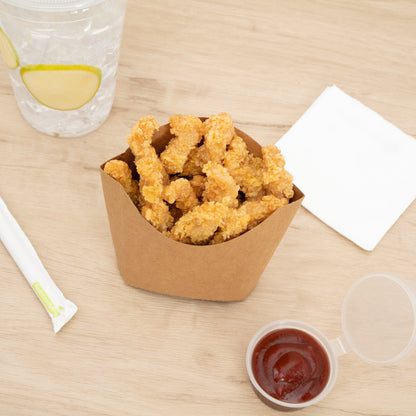 Bio Tek 3 oz Kraft Paper Fry Cup / Snack Container - 4 1/2" x 3 1/4" x 3 3/4" - 100 count box