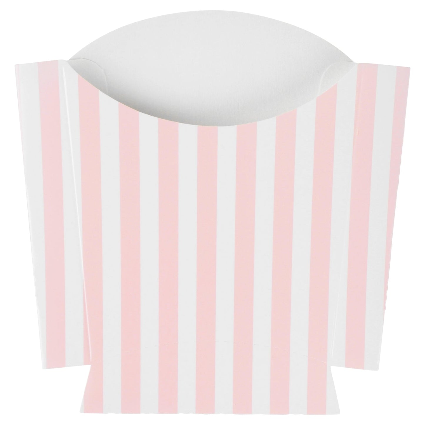 Bio Tek 3 oz Pink and White Stripe Paper Fry Cup / Snack Container - 4 1/2" x 3 1/4" x 3 3/4" - 100 count box