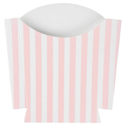Bio Tek 3 oz Pink and White Stripe Paper Fry Cup / Snack Container - 4 1/2" x 3 1/4" x 3 3/4" - 100 count box