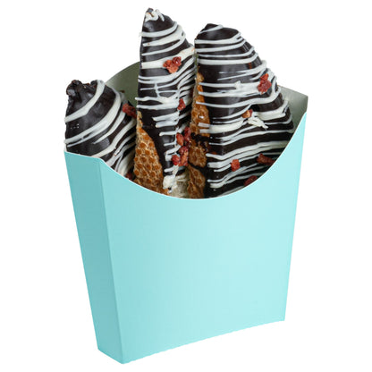 Bio Tek 3 oz Turquoise Paper Fry Cup / Snack Container - 4 1/2" x 3 1/4" x 3 3/4" - 100 count box