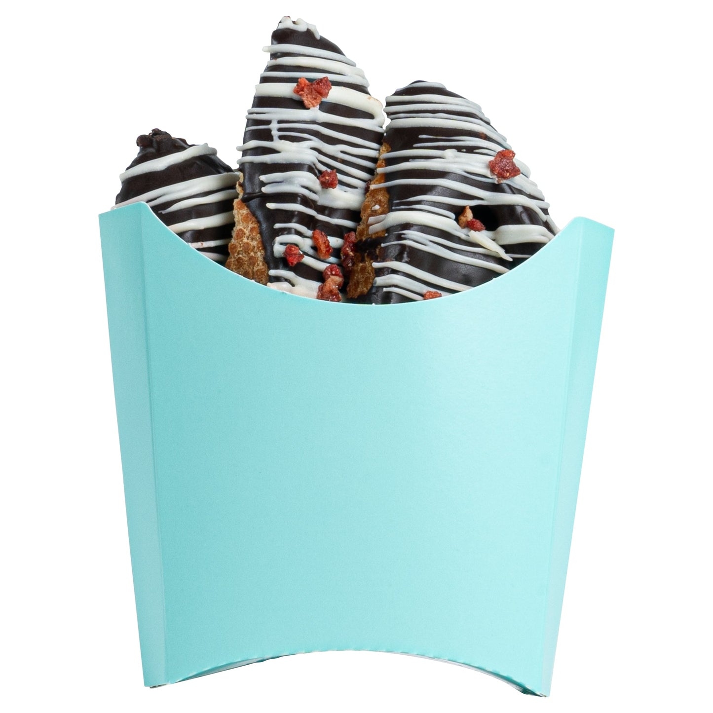 Bio Tek 3 oz Turquoise Paper Fry Cup / Snack Container - 4 1/2" x 3 1/4" x 3 3/4" - 100 count box