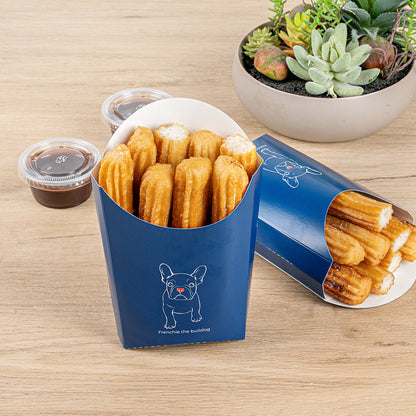 Bio Tek 4 oz Frenchie Paper Fry Cup / Snack Container - 4 3/4" x 3 1/2" x 5" - 100 count box