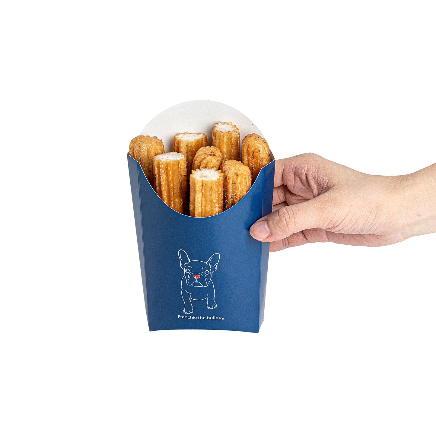 Bio Tek 4 oz Frenchie Paper Fry Cup / Snack Container - 4 3/4" x 3 1/2" x 5" - 100 count box
