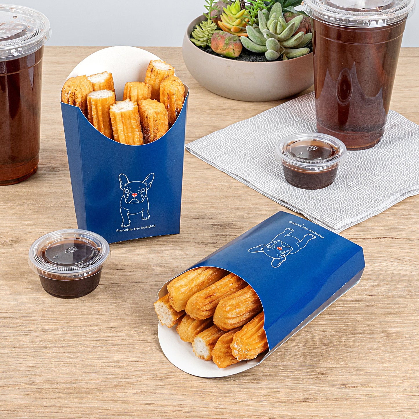 Bio Tek 4 oz Frenchie Paper Fry Cup / Snack Container - 4 3/4" x 3 1/2" x 5" - 100 count box