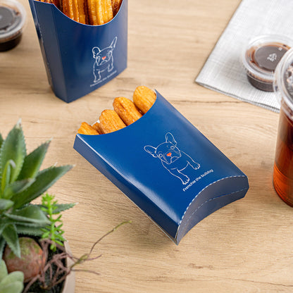 Bio Tek 4 oz Frenchie Paper Fry Cup / Snack Container - 4 3/4" x 3 1/2" x 5" - 100 count box