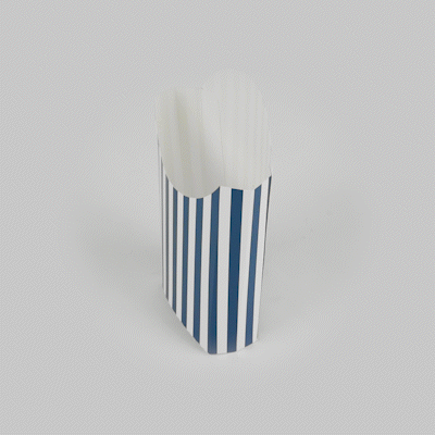 Bio Tek 4 oz Blue and White Stripe Paper Fry Cup / Snack Container - 4 3/4" x 3 1/2" x 5" - 100 count box