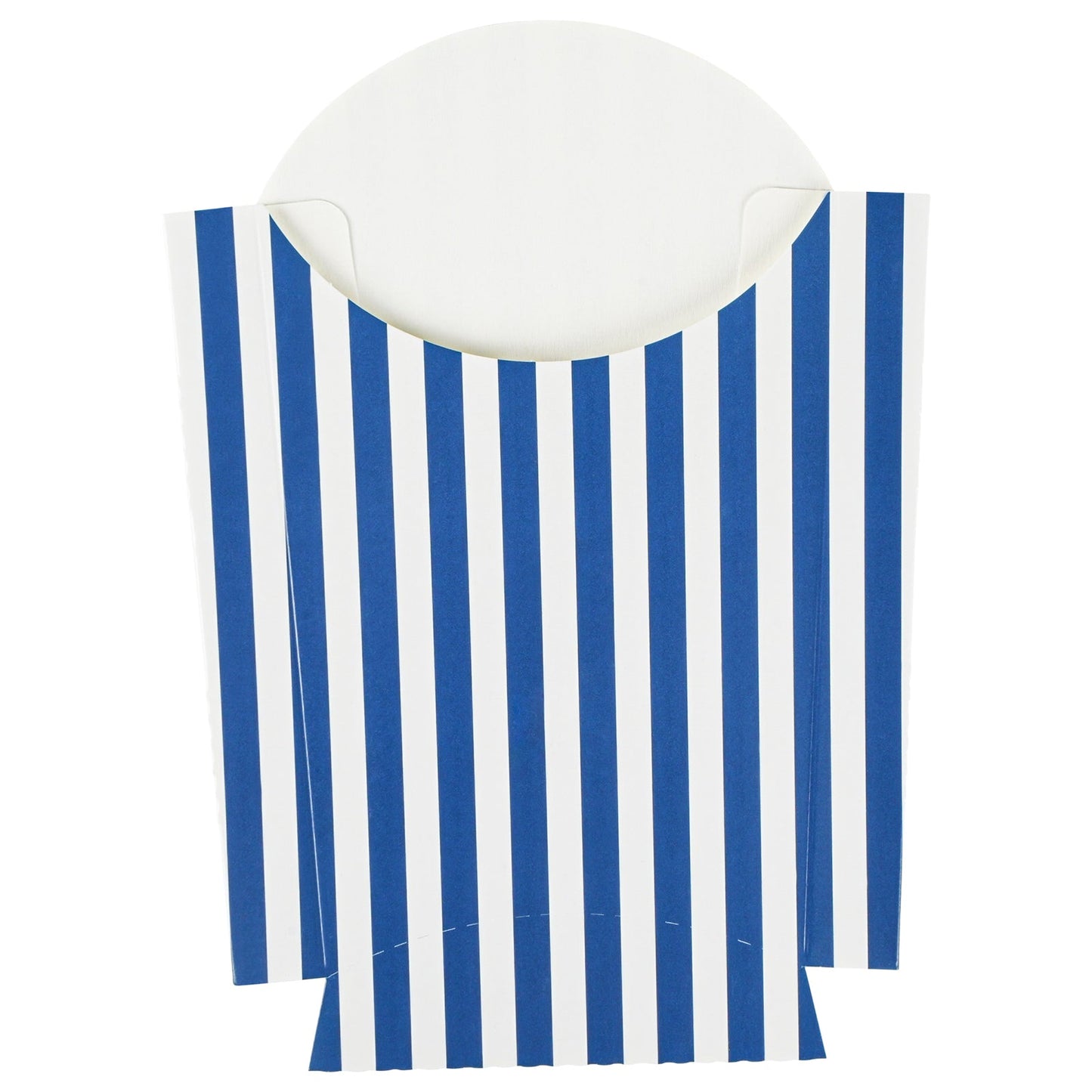 Bio Tek 4 oz Blue and White Stripe Paper Fry Cup / Snack Container - 4 3/4" x 3 1/2" x 5" - 100 count box