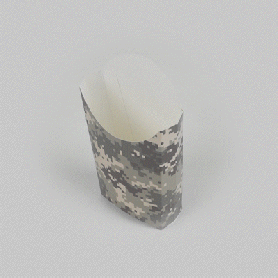 Bio Tek 4 oz Camouflage Paper Fry Cup / Snack Container - 4 3/4" x 3 1/2" x 5" - 100 count box