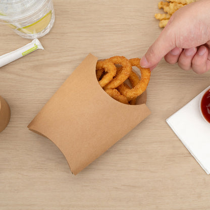 Bio Tek 4 oz Kraft Paper Fry Cup / Snack Container - 4 3/4" x 3 1/2" x 5" - 100 count box